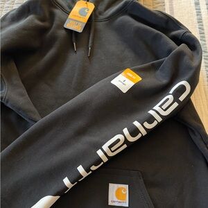 Carhartt Men's Black Hoodie with Logo Sleeve